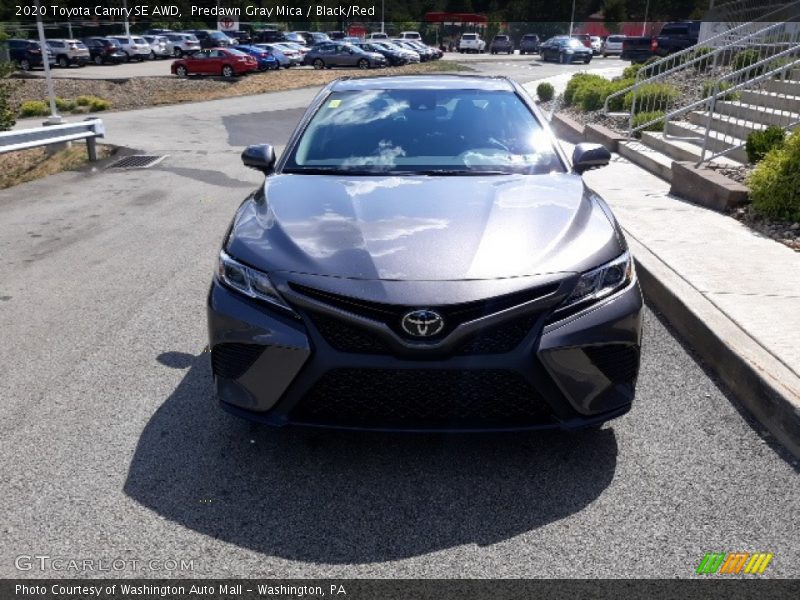 Predawn Gray Mica / Black/Red 2020 Toyota Camry SE AWD