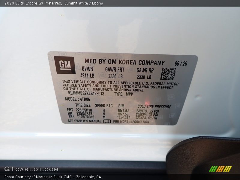 Summit White / Ebony 2020 Buick Encore GX Preferred