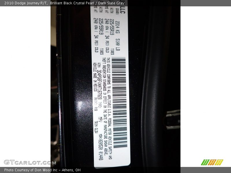 Brilliant Black Crystal Pearl / Dark Slate Gray 2010 Dodge Journey R/T