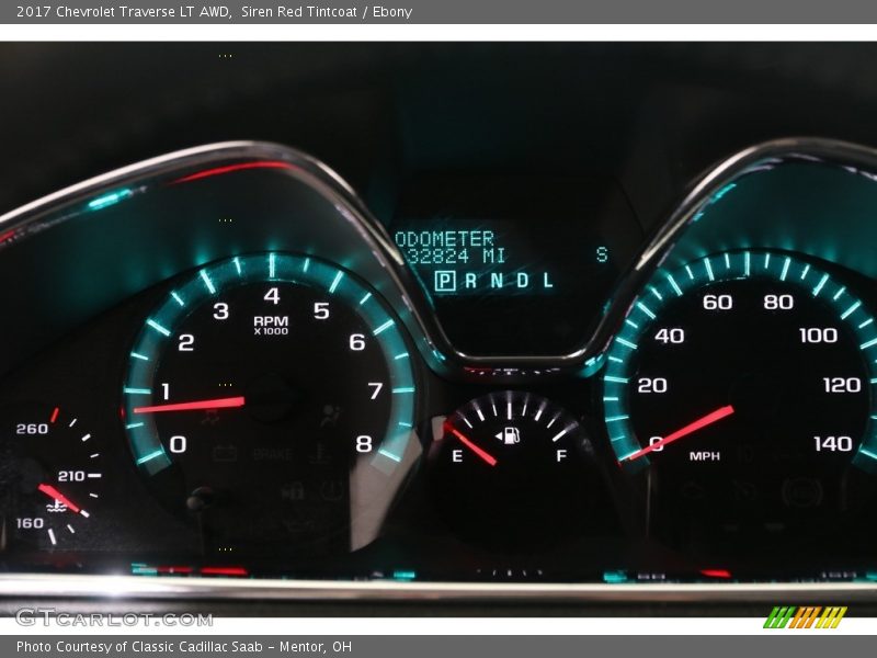 Siren Red Tintcoat / Ebony 2017 Chevrolet Traverse LT AWD
