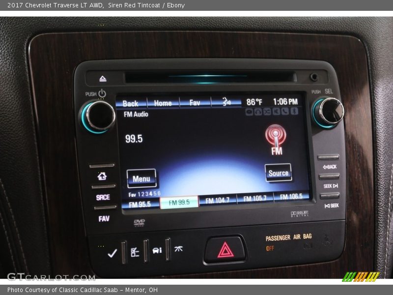 Siren Red Tintcoat / Ebony 2017 Chevrolet Traverse LT AWD