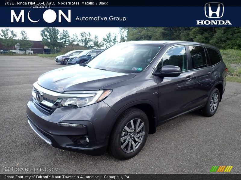 Modern Steel Metallic / Black 2021 Honda Pilot EX-L AWD
