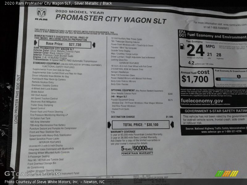 Silver Metallic / Black 2020 Ram ProMaster City Wagon SLT