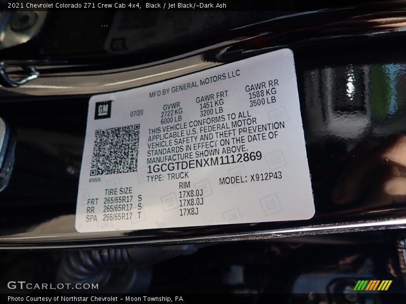 Black / Jet Black/­Dark Ash 2021 Chevrolet Colorado Z71 Crew Cab 4x4