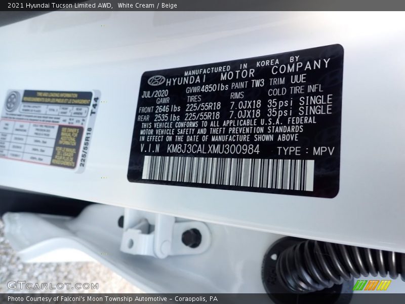 White Cream / Beige 2021 Hyundai Tucson Limited AWD