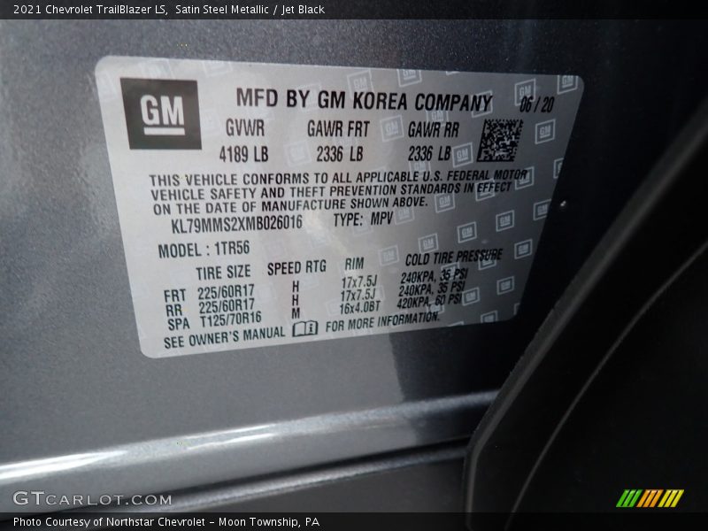 Satin Steel Metallic / Jet Black 2021 Chevrolet TrailBlazer LS