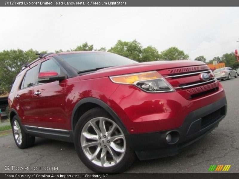 Red Candy Metallic / Medium Light Stone 2012 Ford Explorer Limited