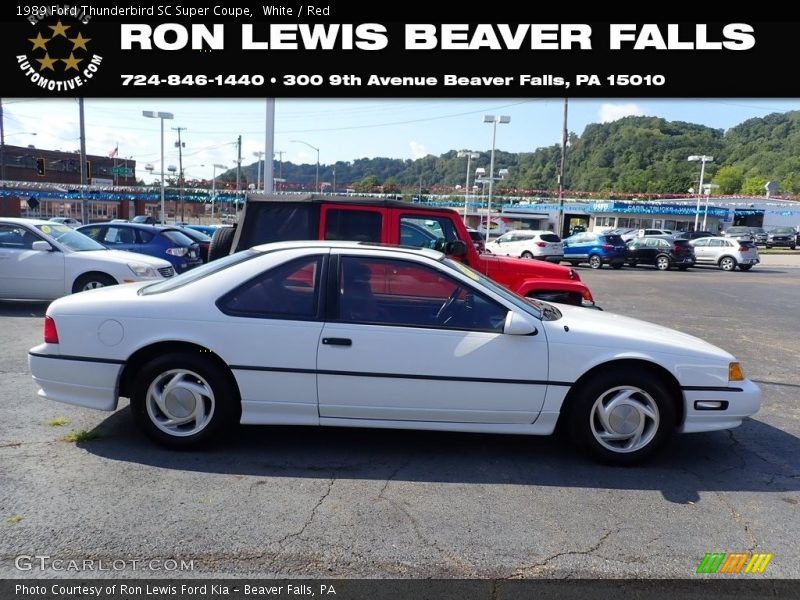 White / Red 1989 Ford Thunderbird SC Super Coupe