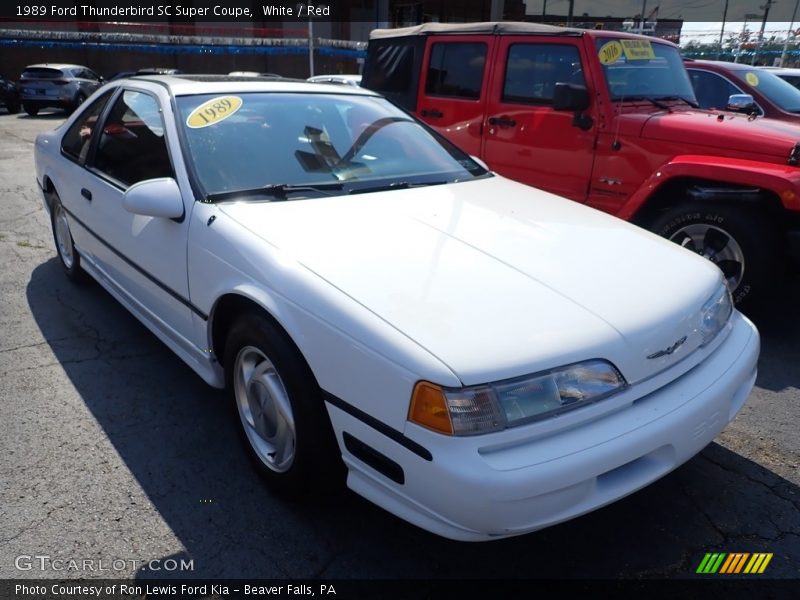 White / Red 1989 Ford Thunderbird SC Super Coupe