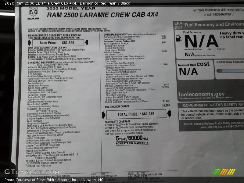 Delmonico Red Pearl / Black 2020 Ram 2500 Laramie Crew Cab 4x4