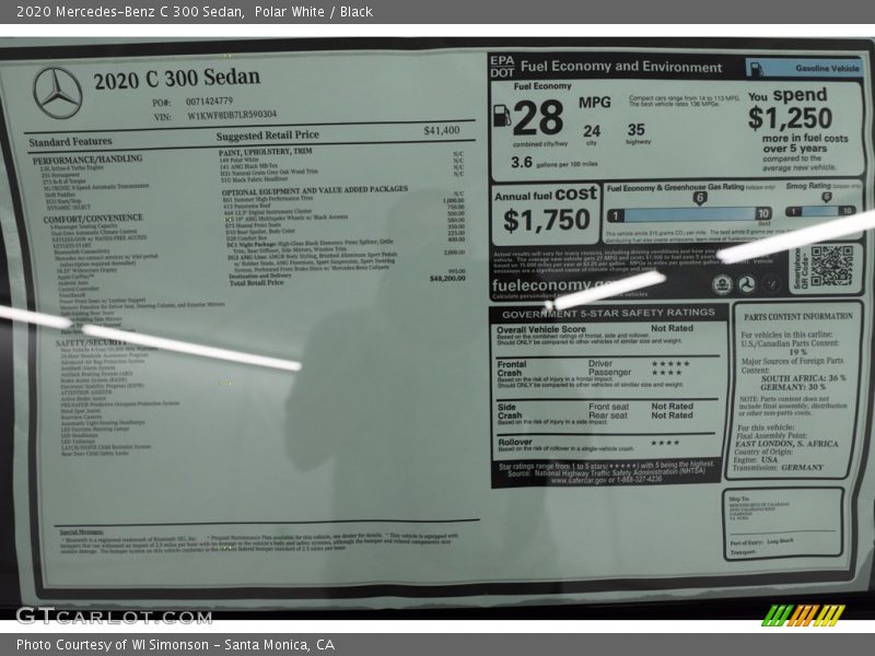 Polar White / Black 2020 Mercedes-Benz C 300 Sedan