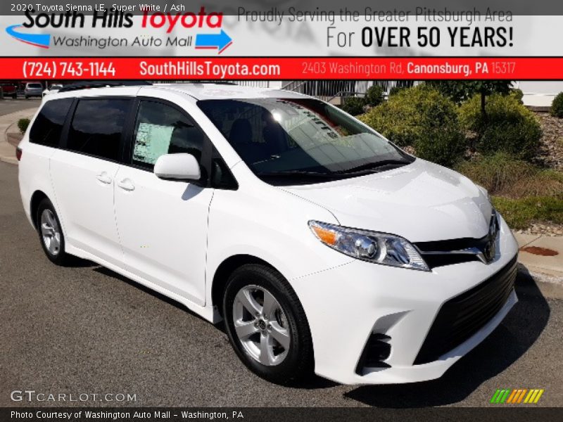Super White / Ash 2020 Toyota Sienna LE