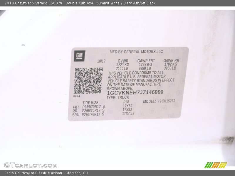 Summit White / Dark Ash/Jet Black 2018 Chevrolet Silverado 1500 WT Double Cab 4x4