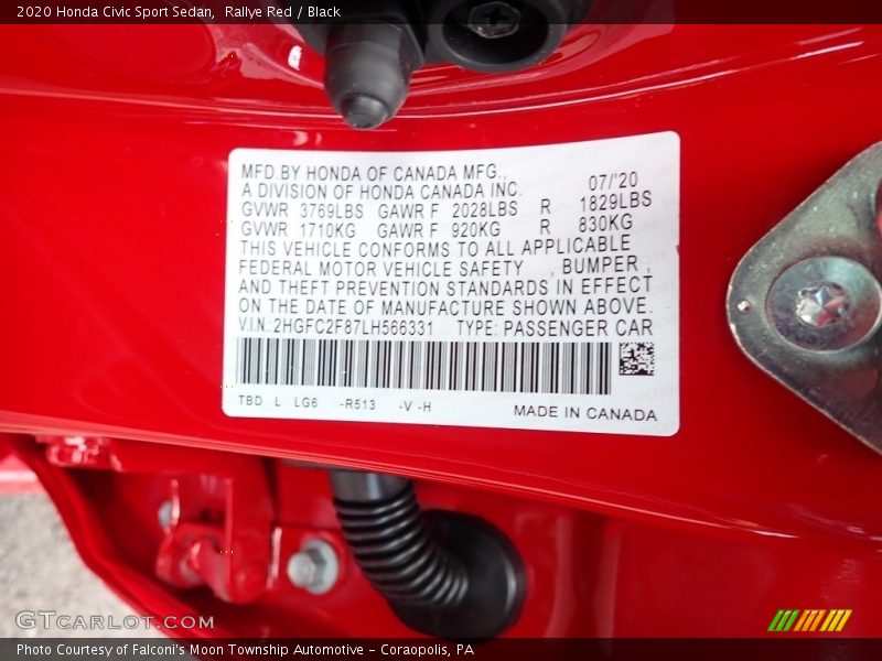 Rallye Red / Black 2020 Honda Civic Sport Sedan