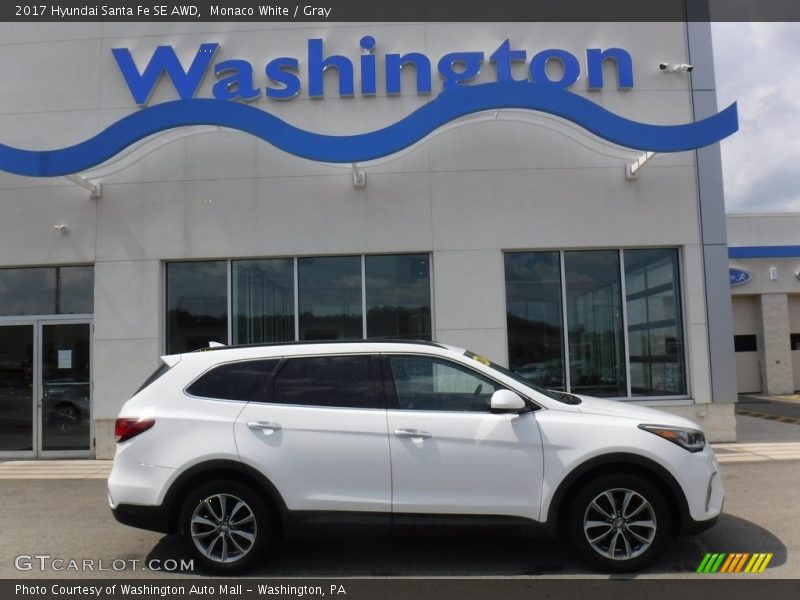 Monaco White / Gray 2017 Hyundai Santa Fe SE AWD