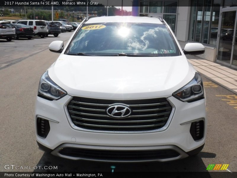 Monaco White / Gray 2017 Hyundai Santa Fe SE AWD