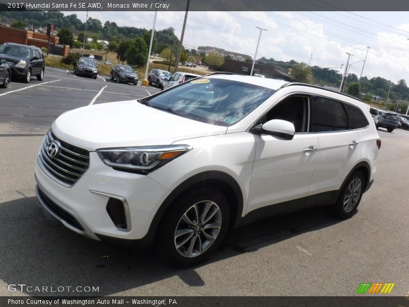Monaco White / Gray 2017 Hyundai Santa Fe SE AWD