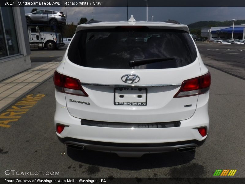 Monaco White / Gray 2017 Hyundai Santa Fe SE AWD