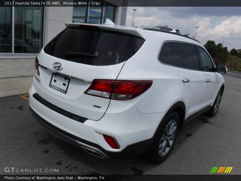 Monaco White / Gray 2017 Hyundai Santa Fe SE AWD