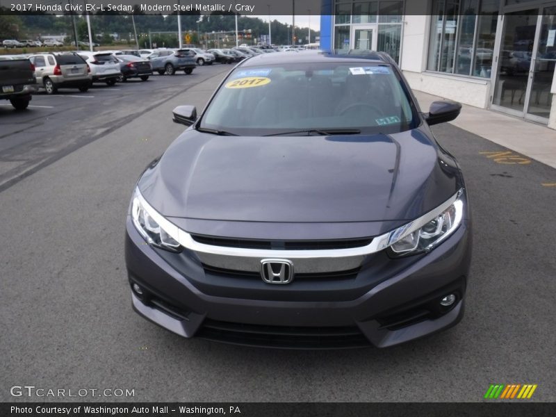 Modern Steel Metallic / Gray 2017 Honda Civic EX-L Sedan