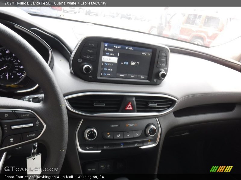 Quartz White / Espresso/Gray 2020 Hyundai Santa Fe SE