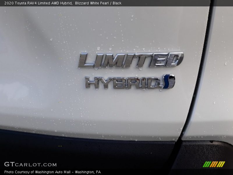 Blizzard White Pearl / Black 2020 Toyota RAV4 Limited AWD Hybrid