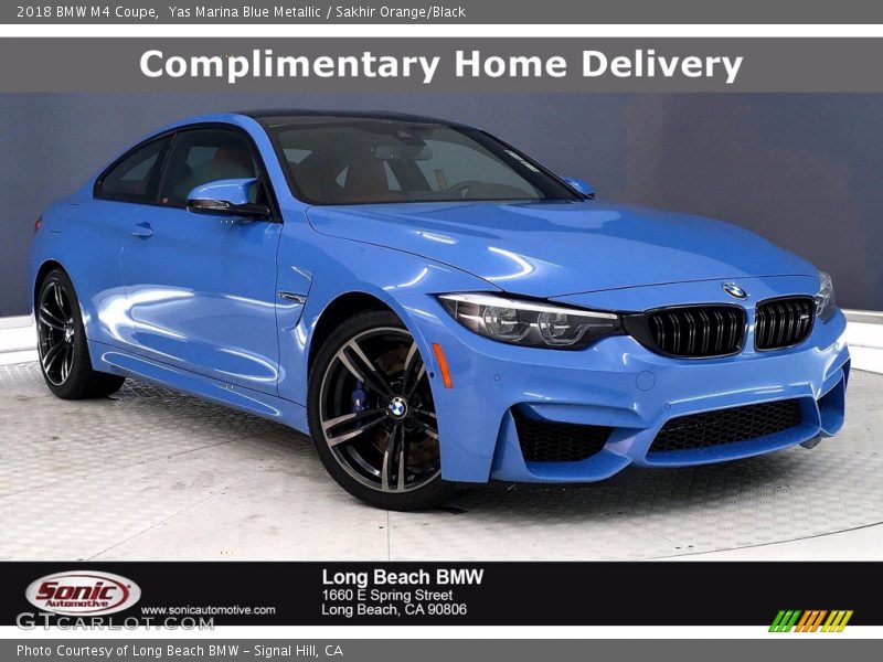 Yas Marina Blue Metallic / Sakhir Orange/Black 2018 BMW M4 Coupe