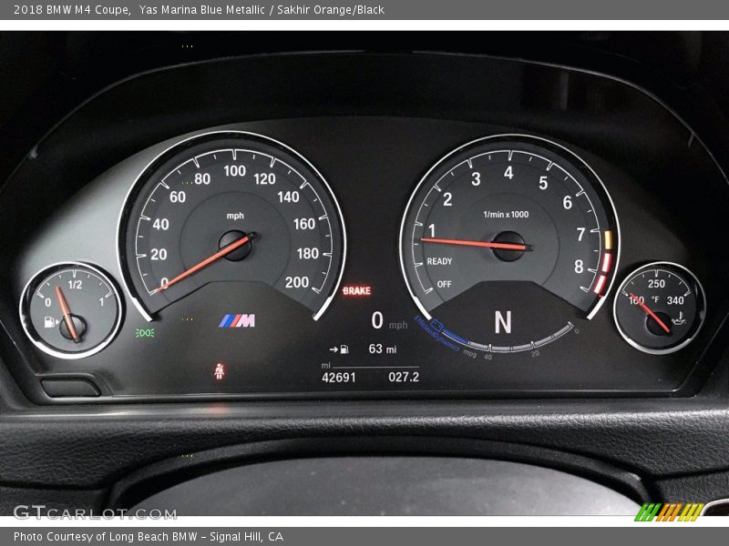 Yas Marina Blue Metallic / Sakhir Orange/Black 2018 BMW M4 Coupe