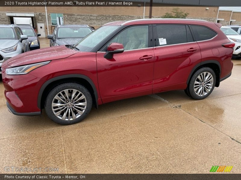 Ruby Flare Pearl / Harvest Beige 2020 Toyota Highlander Platinum AWD