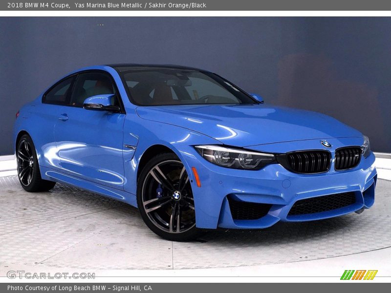 Yas Marina Blue Metallic / Sakhir Orange/Black 2018 BMW M4 Coupe