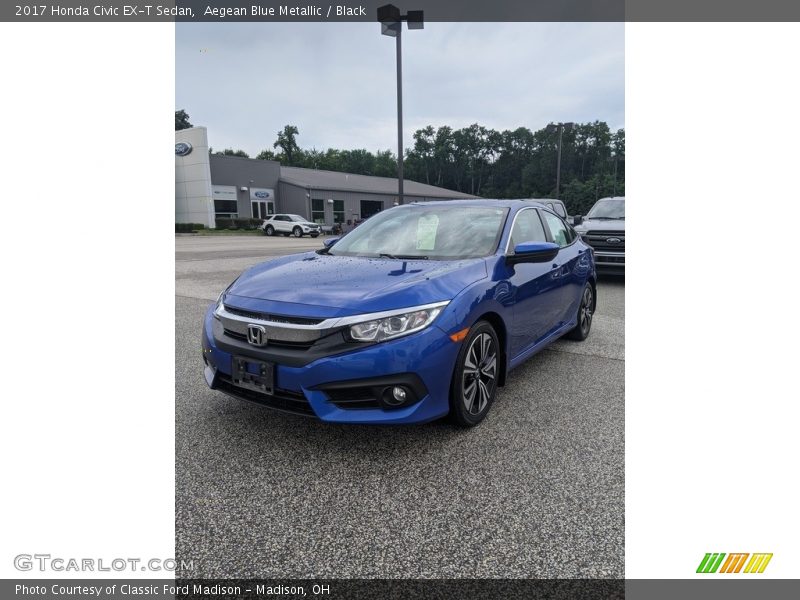 Aegean Blue Metallic / Black 2017 Honda Civic EX-T Sedan