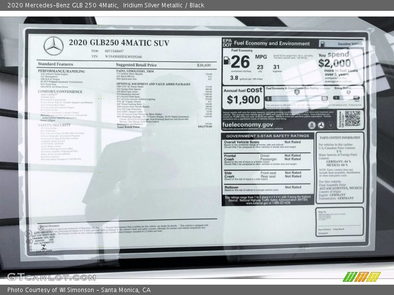 Iridium Silver Metallic / Black 2020 Mercedes-Benz GLB 250 4Matic