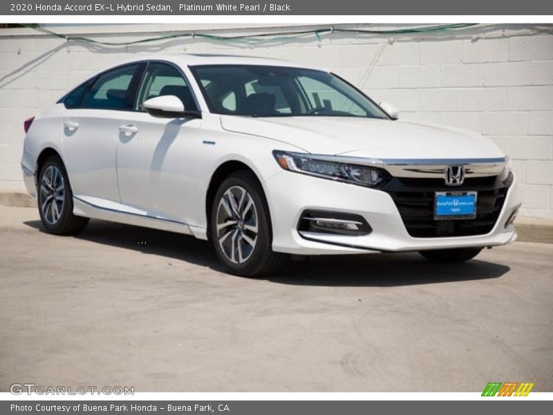 Platinum White Pearl / Black 2020 Honda Accord EX-L Hybrid Sedan