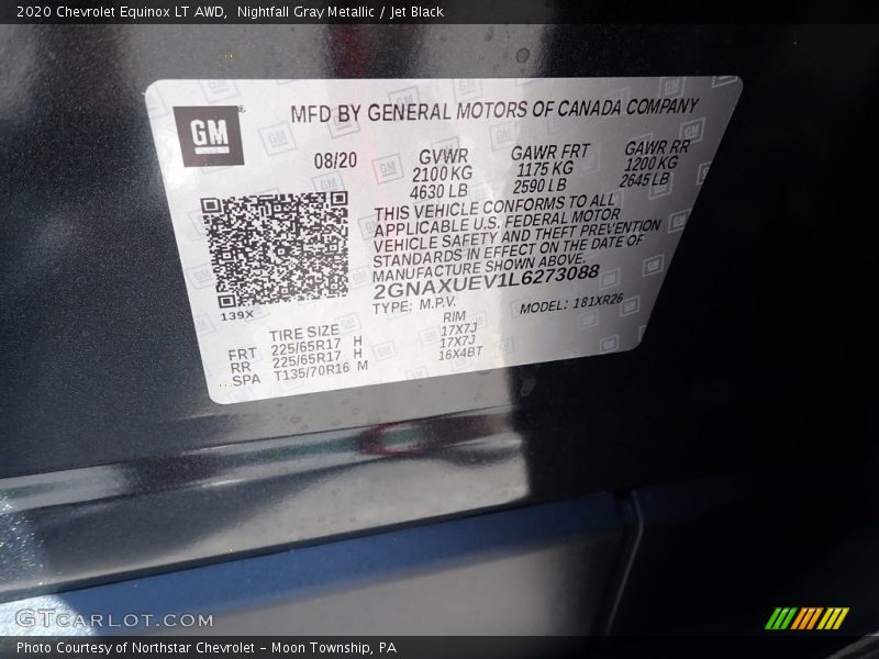 Nightfall Gray Metallic / Jet Black 2020 Chevrolet Equinox LT AWD