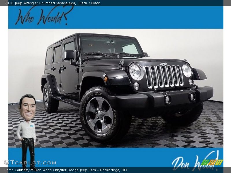 Black / Black 2018 Jeep Wrangler Unlimited Sahara 4x4