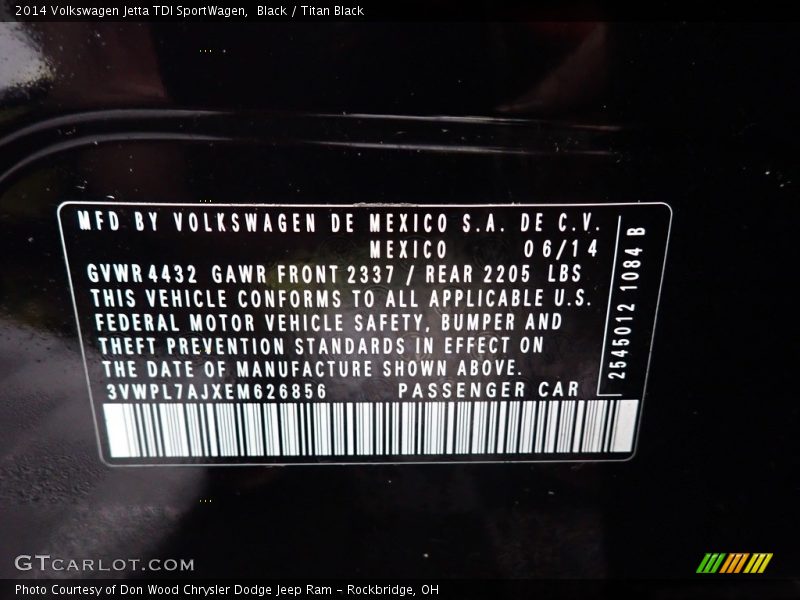 Black / Titan Black 2014 Volkswagen Jetta TDI SportWagen