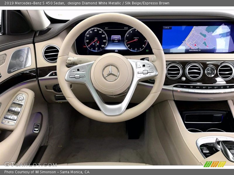 designo Diamond White Metallic / Silk Beige/Espresso Brown 2019 Mercedes-Benz S 450 Sedan