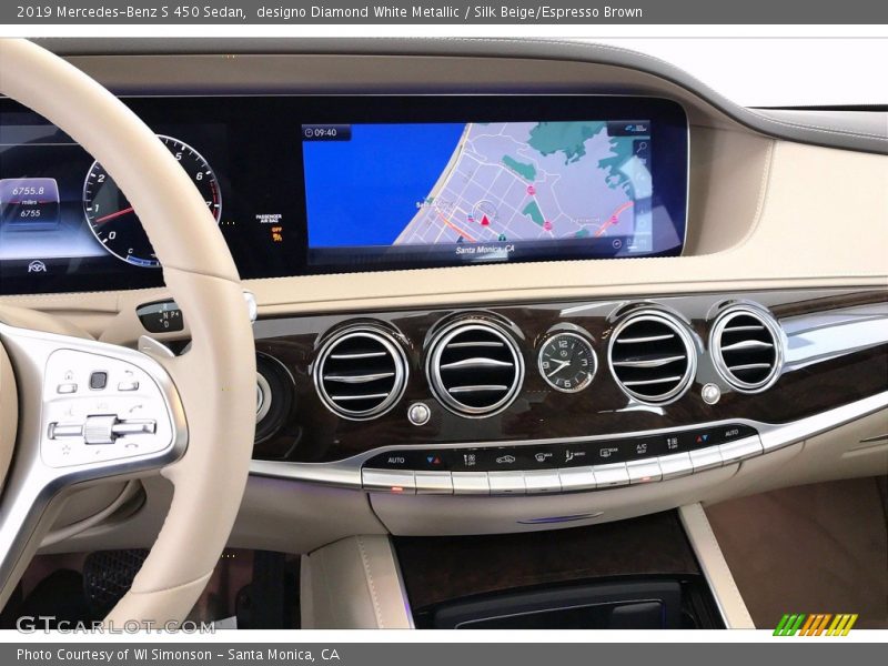 designo Diamond White Metallic / Silk Beige/Espresso Brown 2019 Mercedes-Benz S 450 Sedan