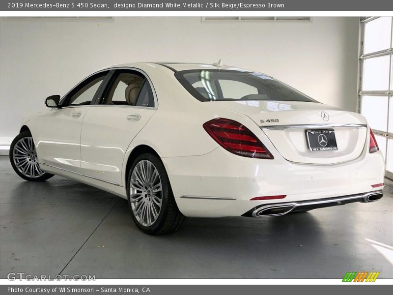 designo Diamond White Metallic / Silk Beige/Espresso Brown 2019 Mercedes-Benz S 450 Sedan