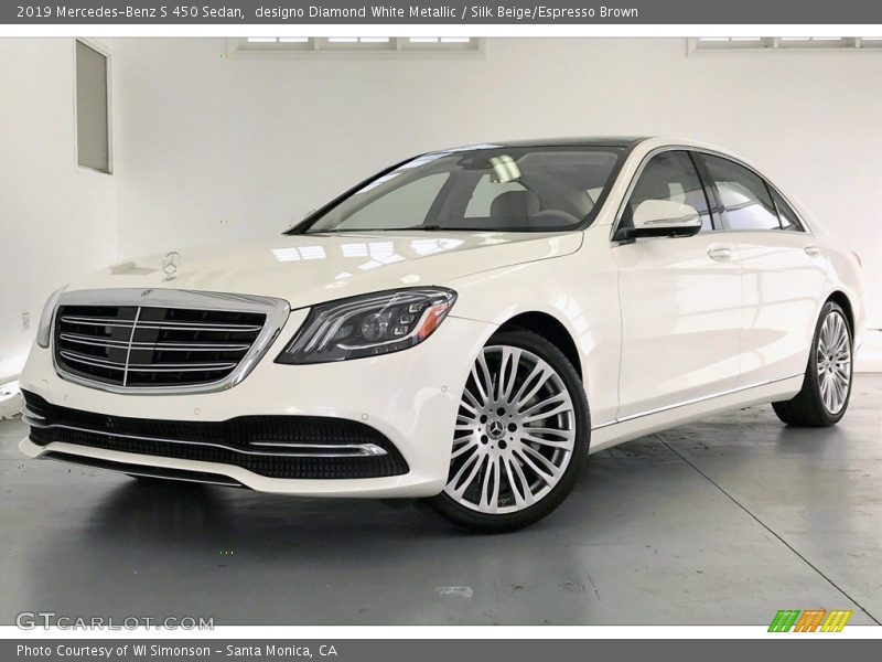 designo Diamond White Metallic / Silk Beige/Espresso Brown 2019 Mercedes-Benz S 450 Sedan