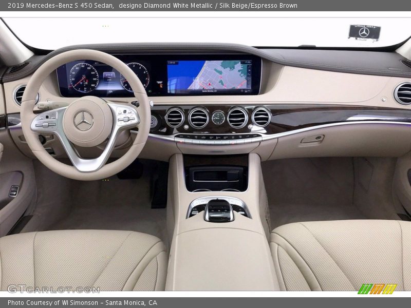 designo Diamond White Metallic / Silk Beige/Espresso Brown 2019 Mercedes-Benz S 450 Sedan