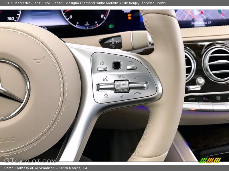 designo Diamond White Metallic / Silk Beige/Espresso Brown 2019 Mercedes-Benz S 450 Sedan