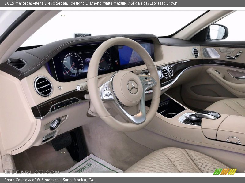 designo Diamond White Metallic / Silk Beige/Espresso Brown 2019 Mercedes-Benz S 450 Sedan