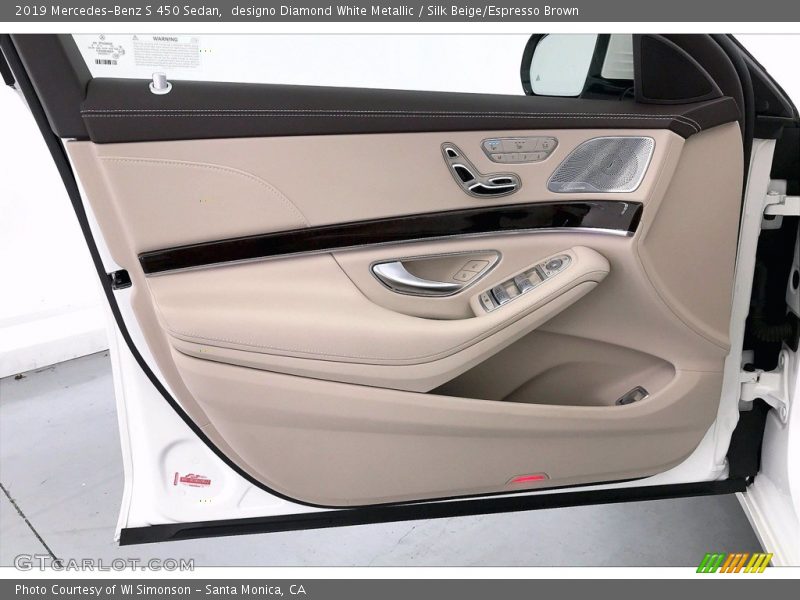 designo Diamond White Metallic / Silk Beige/Espresso Brown 2019 Mercedes-Benz S 450 Sedan
