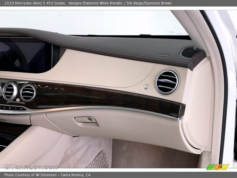 designo Diamond White Metallic / Silk Beige/Espresso Brown 2019 Mercedes-Benz S 450 Sedan