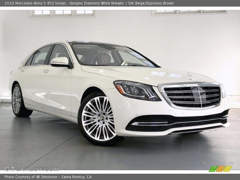 designo Diamond White Metallic / Silk Beige/Espresso Brown 2019 Mercedes-Benz S 450 Sedan
