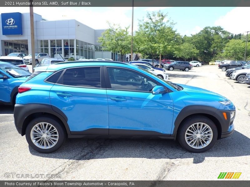 Surf Blue / Black 2021 Hyundai Kona SEL AWD