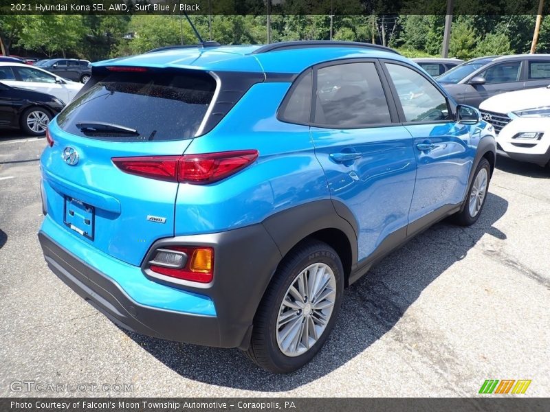 Surf Blue / Black 2021 Hyundai Kona SEL AWD