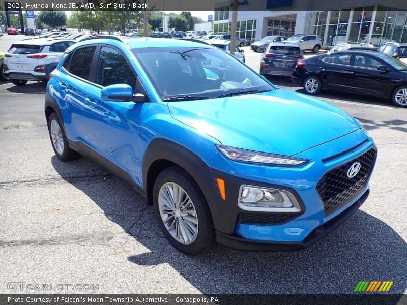Surf Blue / Black 2021 Hyundai Kona SEL AWD