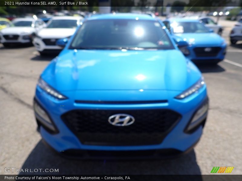 Surf Blue / Black 2021 Hyundai Kona SEL AWD